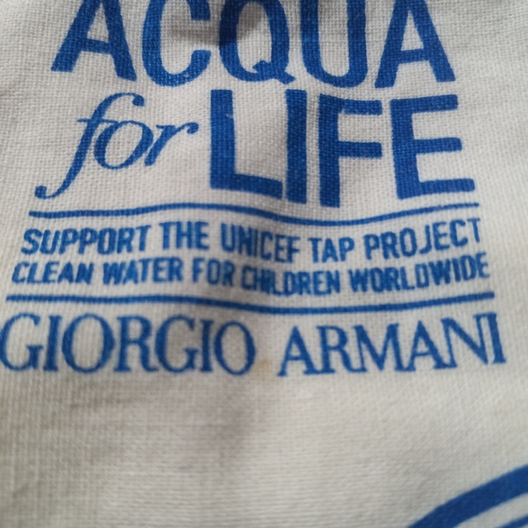 Giorgio Armani UNICEF collab bag large off white-cream colored linen toute bag - Picture 7 of 11